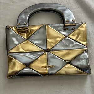 Miu Miu Silver and Gold Geometric Clutch